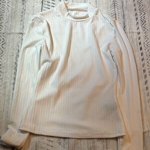 SHEIN Cream Ribbed Long Sleeve Top